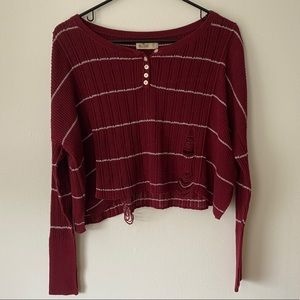 Hollister's Distressed Oversized Henley Sweater